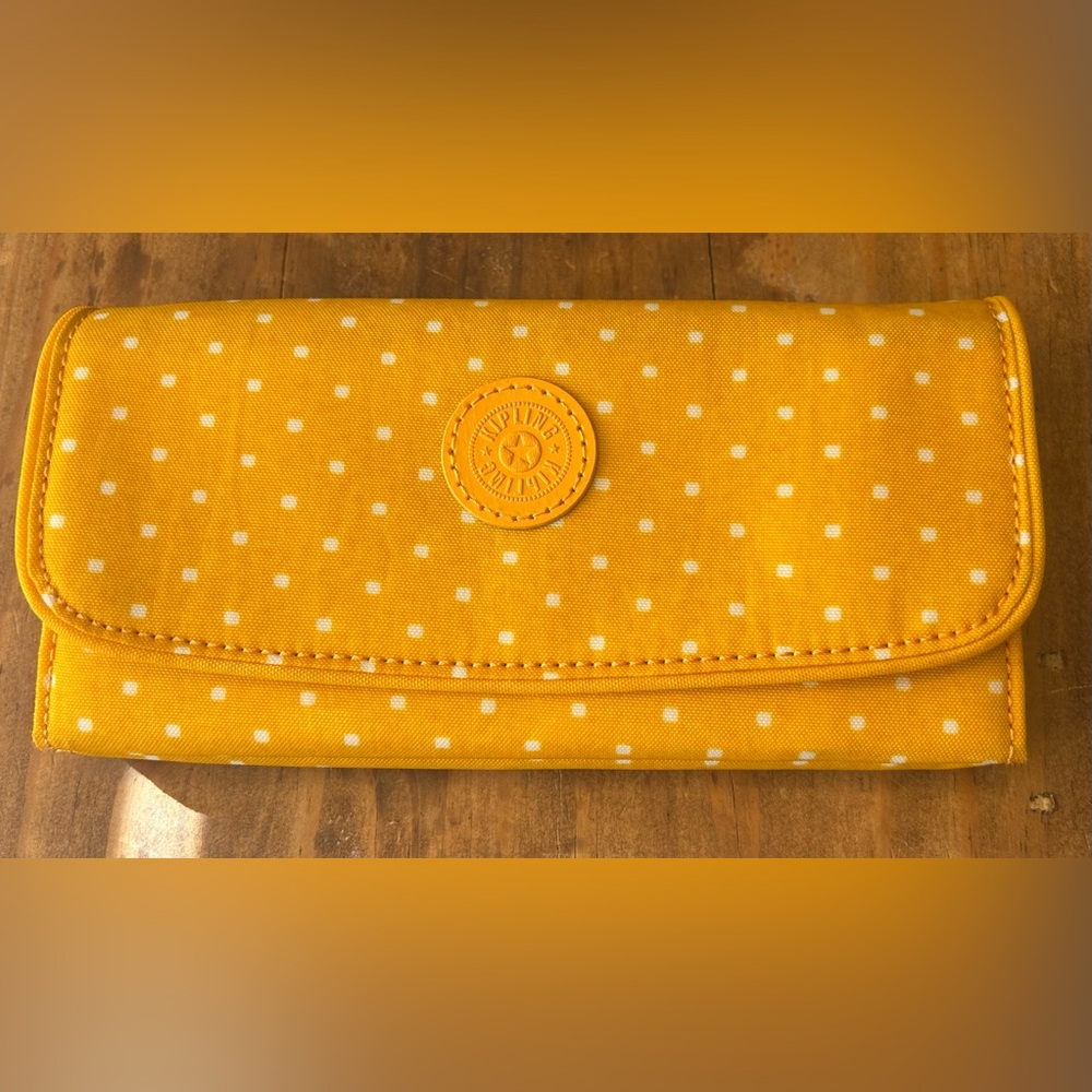 Kipling Yellow Polka Dot Continental Wallet
